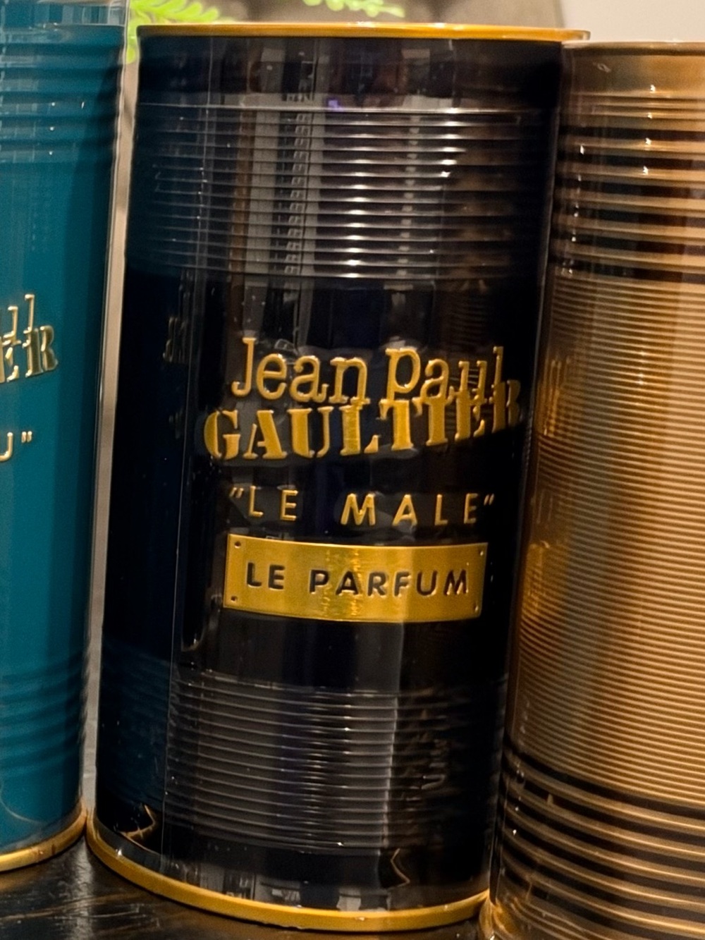men fragrance Black Decorative Canisters with Gold Accents